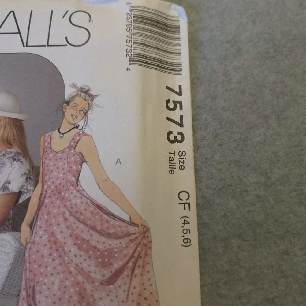 McCall's 7573 Special Moments Dress Pattern Sz 4-6 Girls Uncut Vintage 1990s